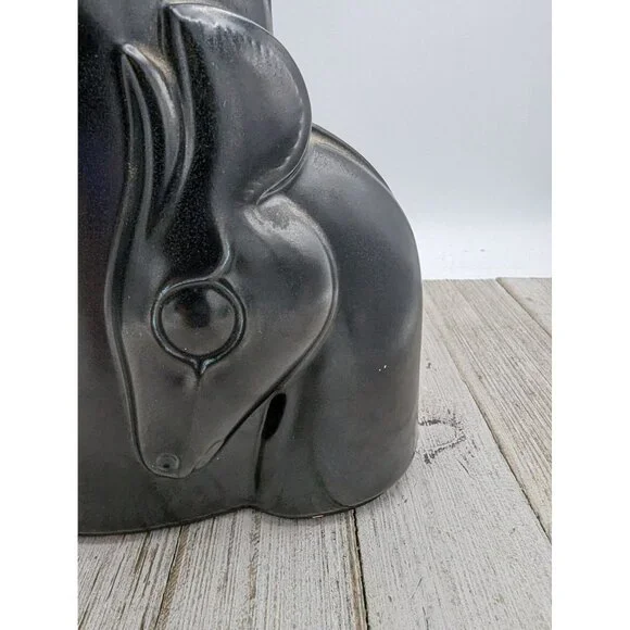 Vintage Shawnee Pottery Antelope Black Planter Vase Mother Baby #840 Damaged - Picture 2 of 10